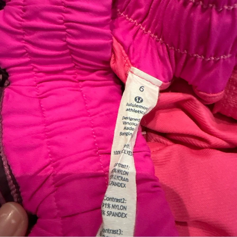 Lululemon Pink and‎ Black Shake & Break Hyper Stripe Shorts Size 6